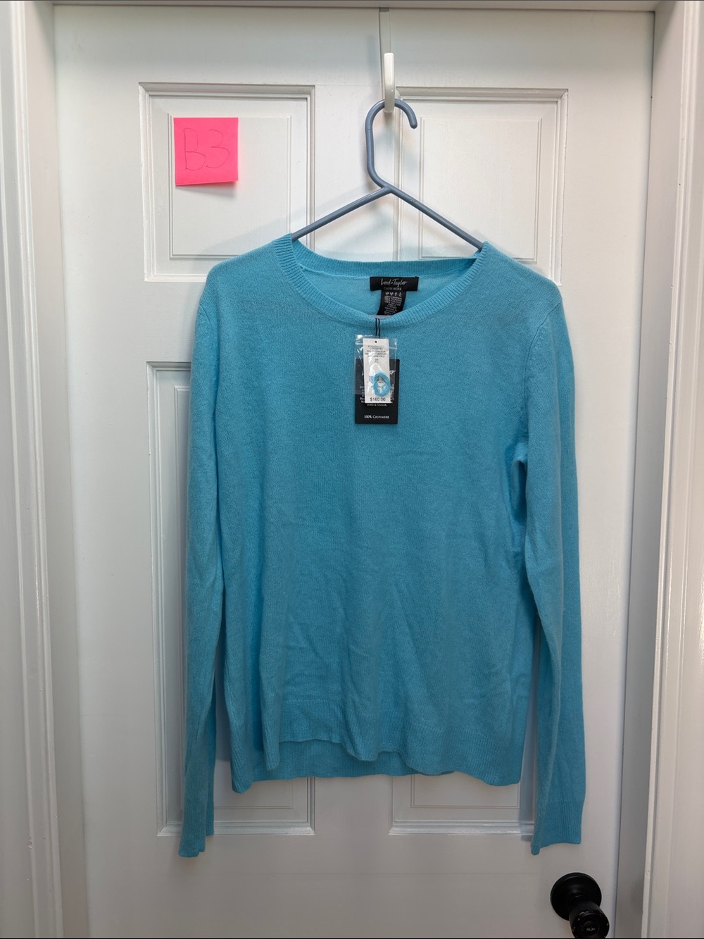 Lord & Taylor Women's Bright Aqua Crewneck Cashmere Sweater